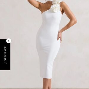 Chic White One-Shoulder Midi Dress